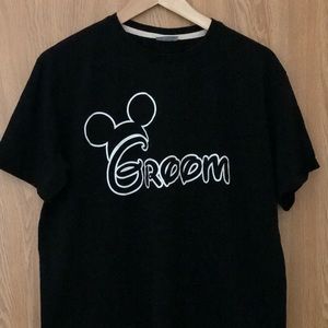 Custom Disney Mickey Mouse Ears Groom Shirt Black